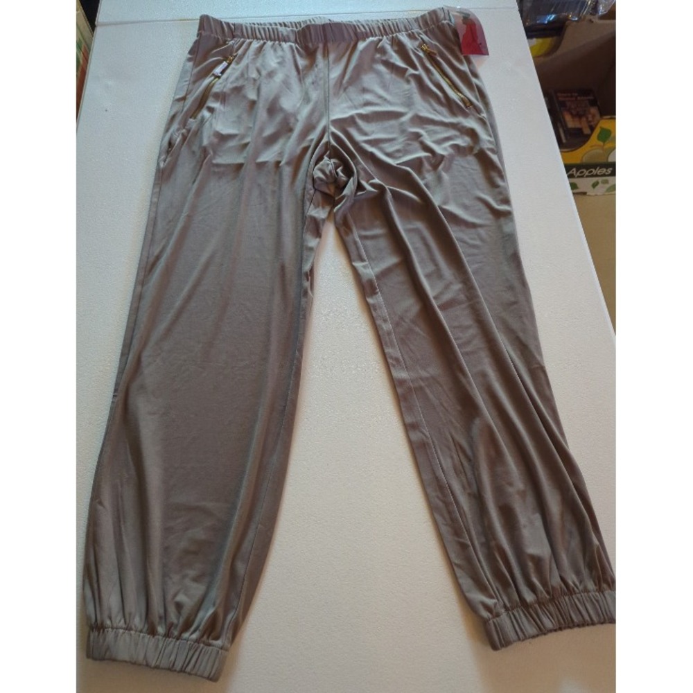 Nina Leonard Women's XL Taupe Jogger Pants‎ Miracle Matte Jersey Elastic Waist